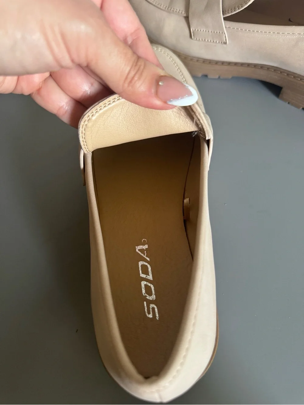 Chunky Soda Kids Beige Tan Moccasin Loafers